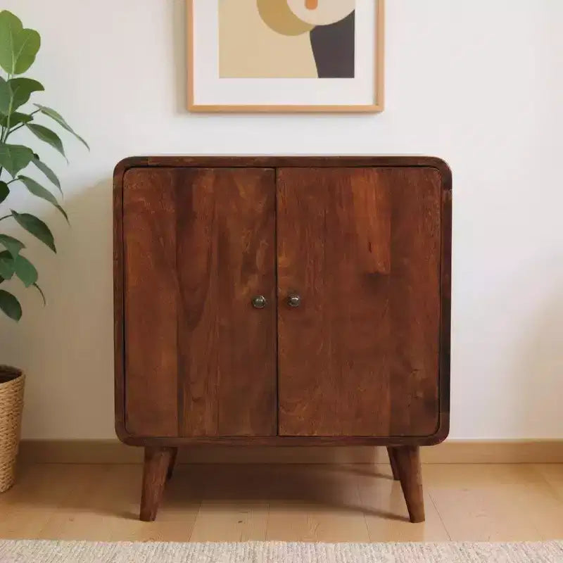 HomeRoots Armoire d'appoint marron en bois massif de 26 po avec deux portes