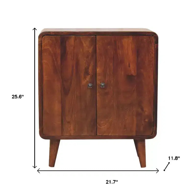 HomeRoots Armoire d'appoint marron en bois massif de 26 po avec deux portes