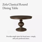 Table à manger ronde classique en bois Maven Lane Zola