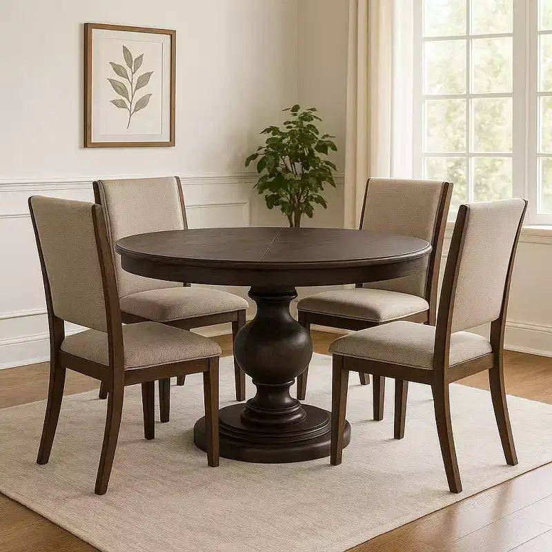 Table à manger ronde classique en bois Maven Lane Zola