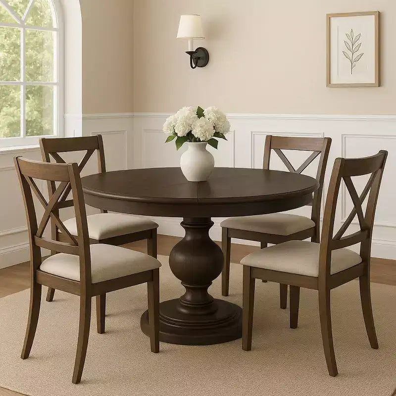 Table à manger ronde classique en bois Maven Lane Zola