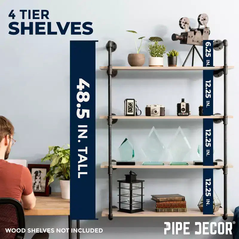 Étagère murale à 4 niveaux de PIPE DECOR