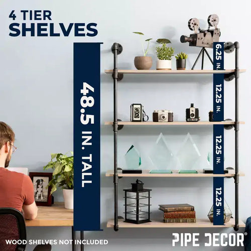 Étagère murale à 4 niveaux de PIPE DECOR