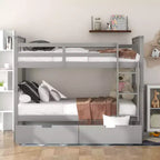 Lit superposé double avec tiroirs, lit superposé en bois pleine grandeur pour enfants, adolescents et adultes, convertible en 2 lits