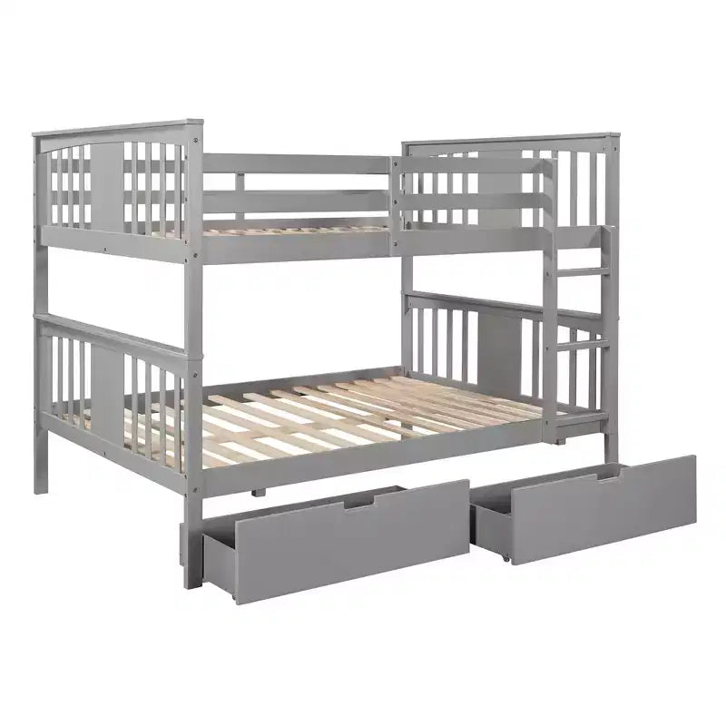 Lit superposé double avec tiroirs, lit superposé en bois pleine grandeur pour enfants, adolescents et adultes, convertible en 2 lits