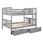 Lit superposé double avec tiroirs, lit superposé en bois pleine grandeur pour enfants, adolescents et adultes, convertible en 2 lits