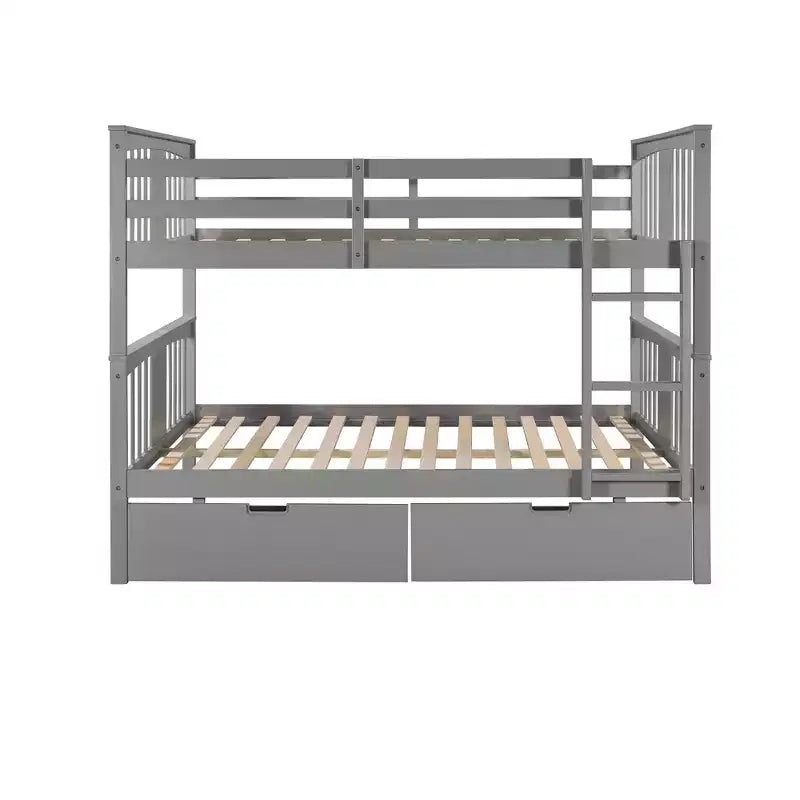 Lit superposé double avec tiroirs, lit superposé en bois pleine grandeur pour enfants, adolescents et adultes, convertible en 2 lits