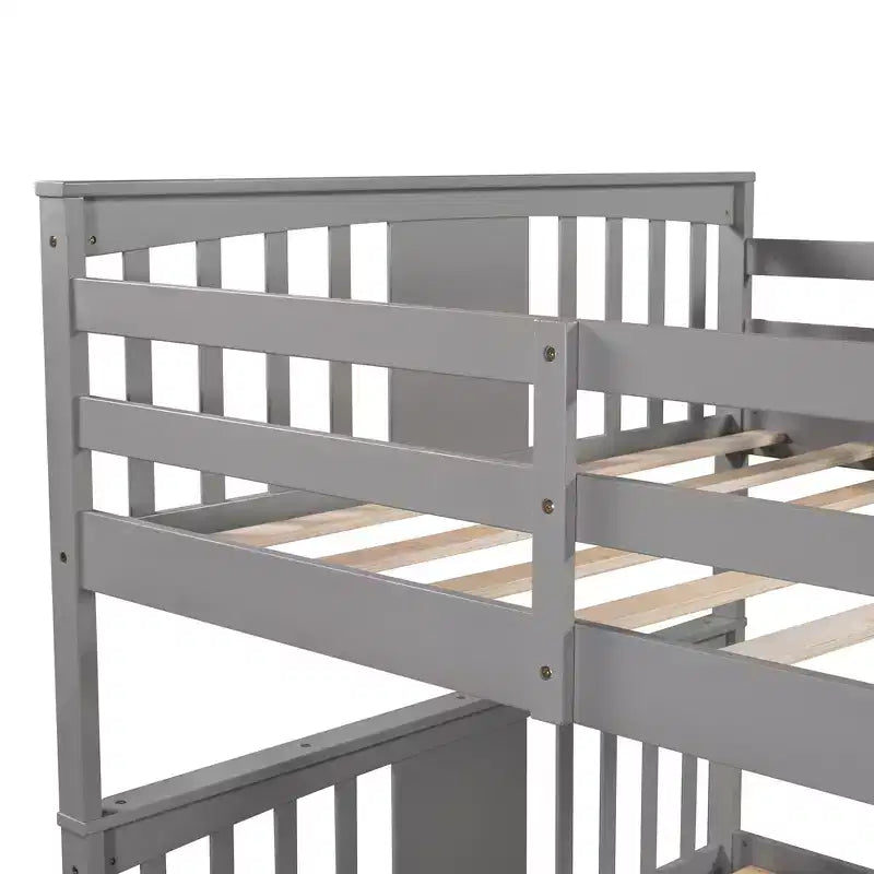 Lit superposé double avec tiroirs, lit superposé en bois pleine grandeur pour enfants, adolescents et adultes, convertible en 2 lits