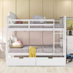Lit superposé double avec tiroirs, lit superposé en bois pleine grandeur pour enfants, adolescents et adultes, convertible en 2 lits