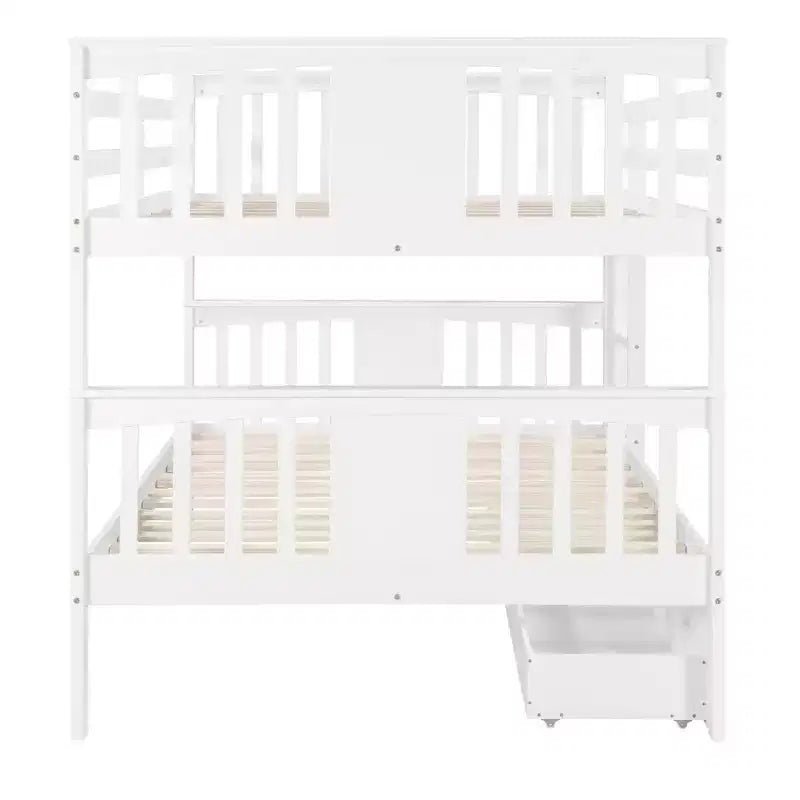 Lit superposé double avec tiroirs, lit superposé en bois pleine grandeur pour enfants, adolescents et adultes, convertible en 2 lits