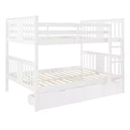 Lit superposé double avec tiroirs, lit superposé en bois pleine grandeur pour enfants, adolescents et adultes, convertible en 2 lits