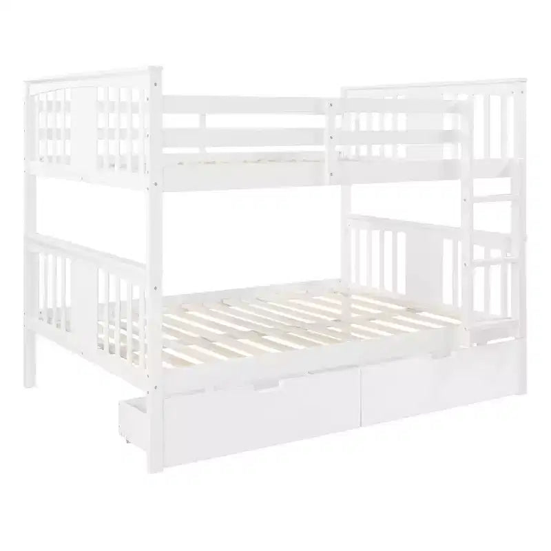 Lit superposé double avec tiroirs, lit superposé en bois pleine grandeur pour enfants, adolescents et adultes, convertible en 2 lits