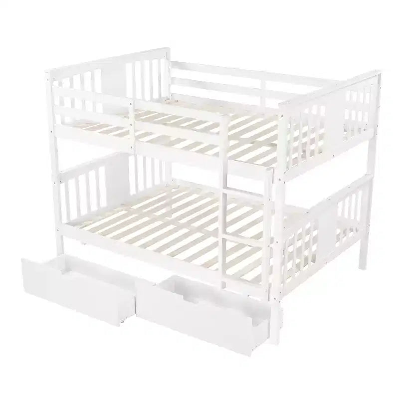 Lit superposé double avec tiroirs, lit superposé en bois pleine grandeur pour enfants, adolescents et adultes, convertible en 2 lits