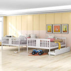 Lit superposé double avec tiroirs, lit superposé en bois pleine grandeur pour enfants, adolescents et adultes, convertible en 2 lits