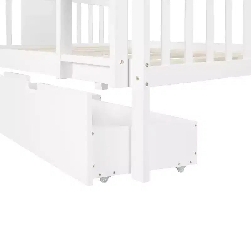 Lit superposé double avec tiroirs, lit superposé en bois pleine grandeur pour enfants, adolescents et adultes, convertible en 2 lits