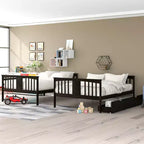 Lit superposé double avec tiroirs, lit superposé en bois pleine grandeur pour enfants, adolescents et adultes, convertible en 2 lits