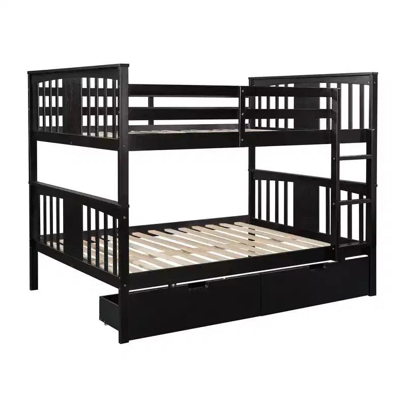 Lit superposé double avec tiroirs, lit superposé en bois pleine grandeur pour enfants, adolescents et adultes, convertible en 2 lits