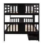 Lit superposé double avec tiroirs, lit superposé en bois pleine grandeur pour enfants, adolescents et adultes, convertible en 2 lits