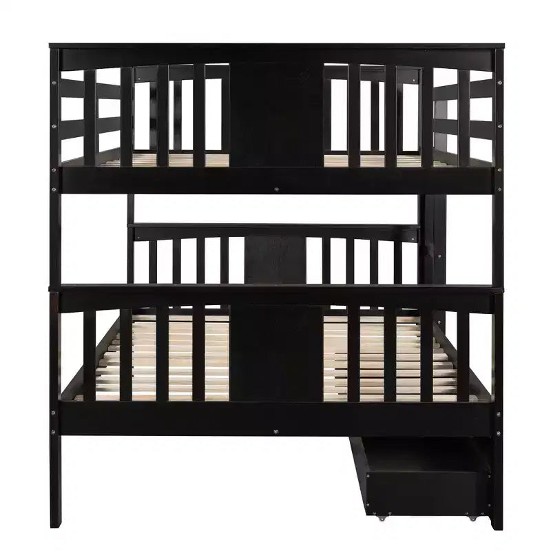 Lit superposé double avec tiroirs, lit superposé en bois pleine grandeur pour enfants, adolescents et adultes, convertible en 2 lits