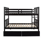 Lit superposé double avec tiroirs, lit superposé en bois pleine grandeur pour enfants, adolescents et adultes, convertible en 2 lits