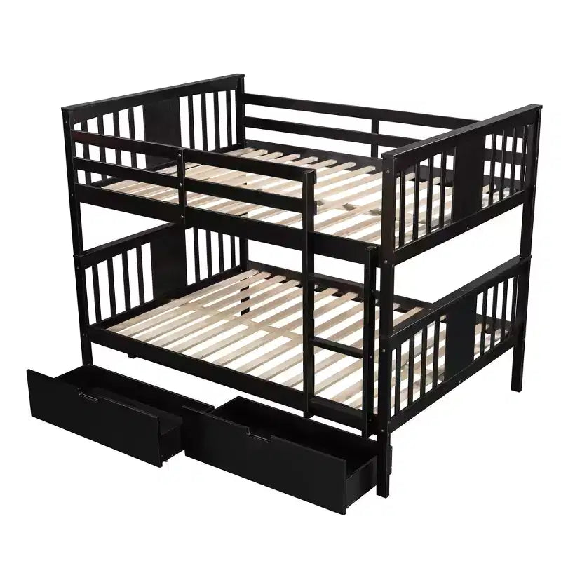 Lit superposé double avec tiroirs, lit superposé en bois pleine grandeur pour enfants, adolescents et adultes, convertible en 2 lits