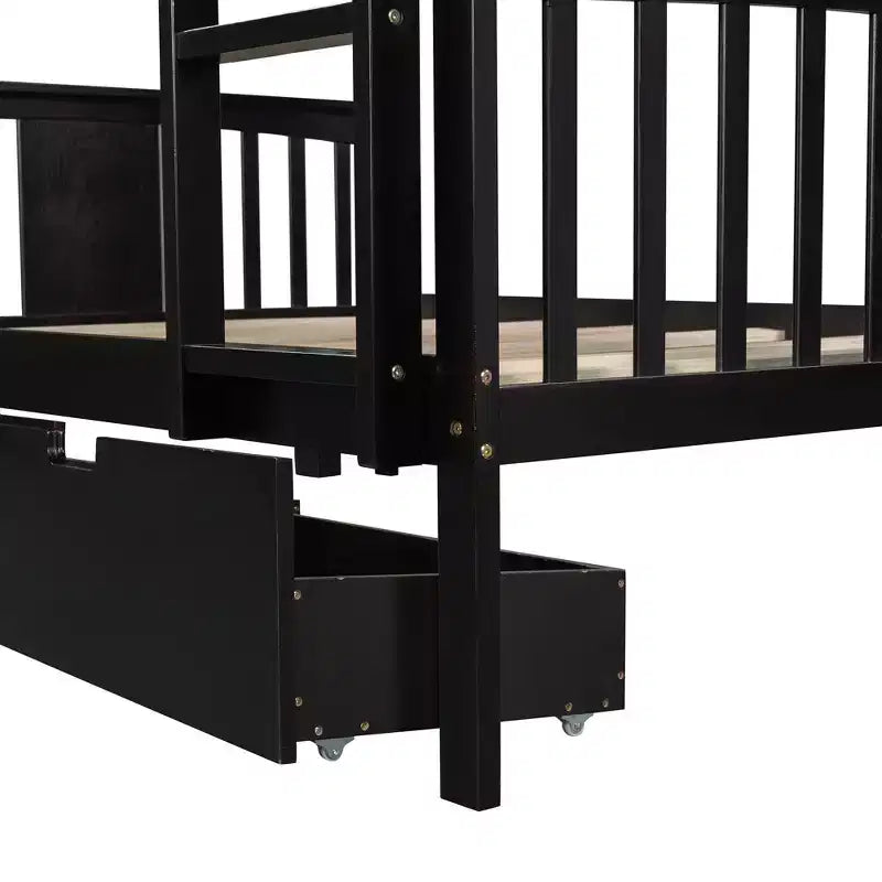 Lit superposé double avec tiroirs, lit superposé en bois pleine grandeur pour enfants, adolescents et adultes, convertible en 2 lits