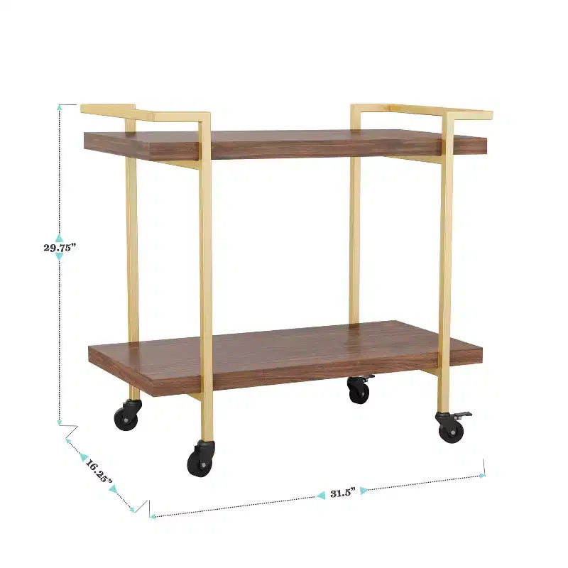 Chariot de rangement et d'imprimante Martha Stewart Liam à 2 niveaux avec cadre en métal