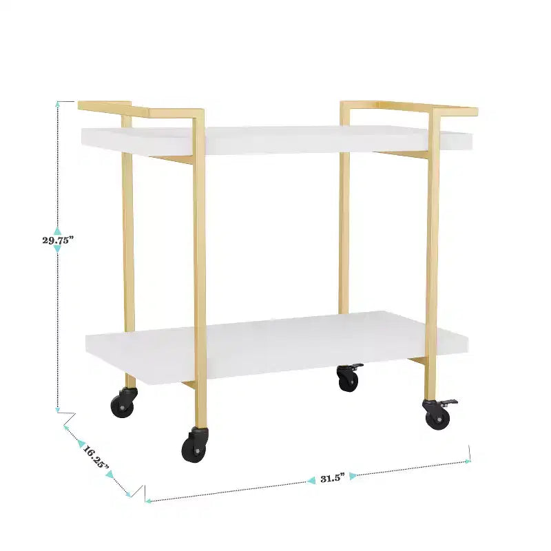 Chariot de rangement et d'imprimante Martha Stewart Liam à 2 niveaux avec cadre en métal