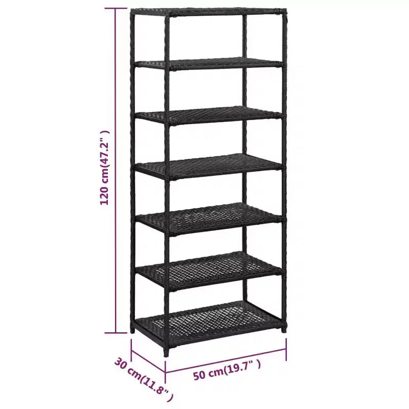 vidaXL Meuble à chaussures en polyrotin noir 19,7x11,8x47,2 po Léger - 47,2