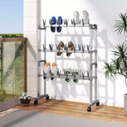 vidaXL Meuble à Chaussures avec Roues Argenté 26x10.6x39.4