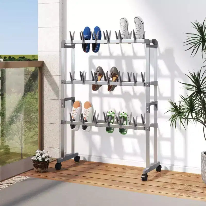 vidaXL Meuble à Chaussures avec Roues Argenté 26x10.6x39.4