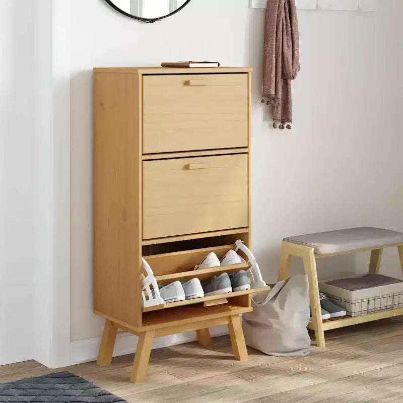 vidaXL Meuble à chaussures Bois de pin massif avec finition cirée, bois d'ingénierie