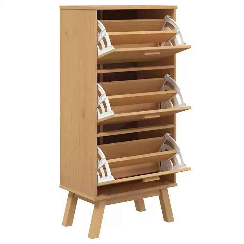 vidaXL Meuble à chaussures Bois de pin massif avec finition cirée, bois d'ingénierie