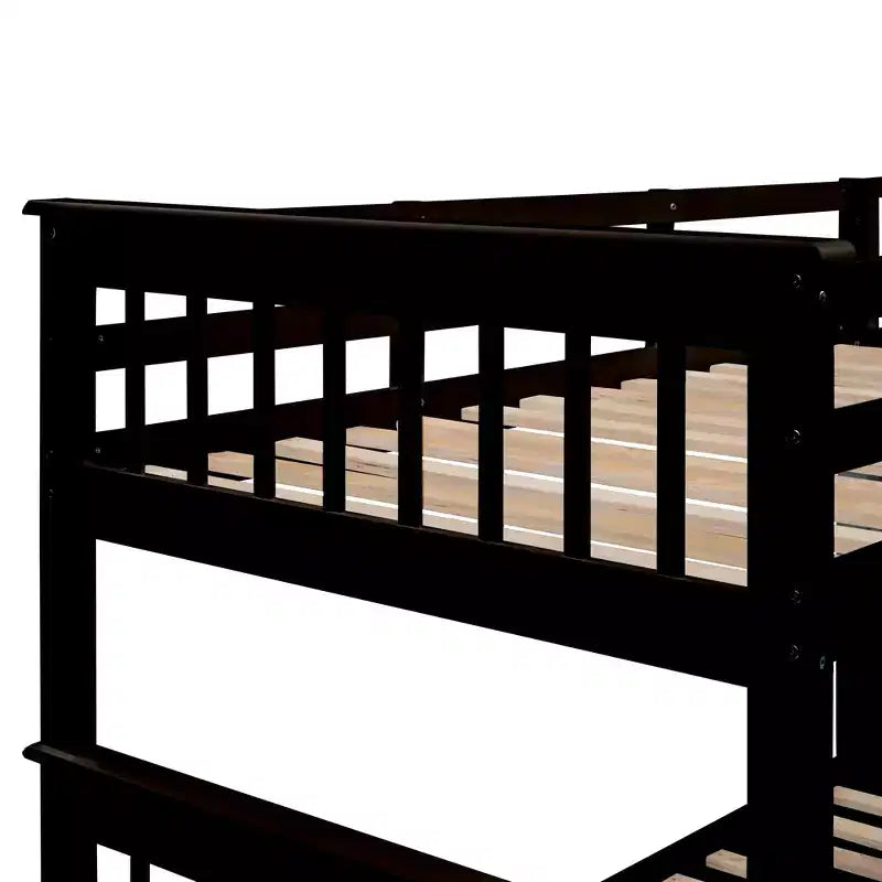 Lit superposé jumeau sur lit double avec lit gigogne pour enfants, cadre de lit superposé avec escalier de rangement et garde-corps