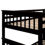 Lit superposé jumeau sur lit double avec lit gigogne pour enfants, cadre de lit superposé avec escalier de rangement et garde-corps
