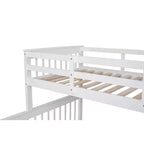 Lit superposé jumeau sur lit double avec lit gigogne pour enfants, cadre de lit superposé avec escalier de rangement et garde-corps