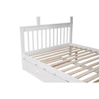 Lit superposé jumeau sur lit double avec lit gigogne pour enfants, cadre de lit superposé avec escalier de rangement et garde-corps