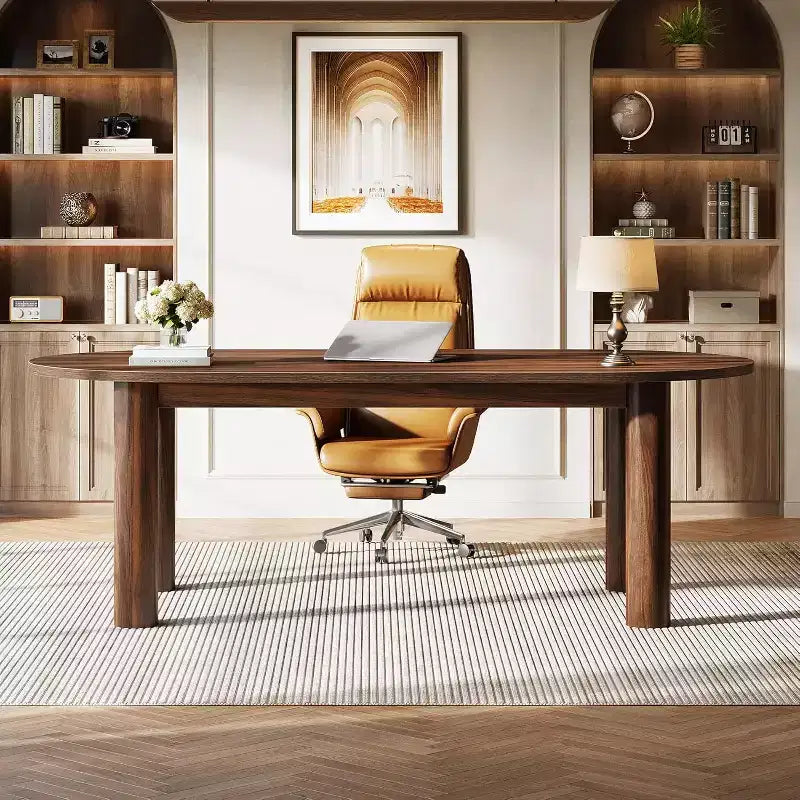 Lantine 63 Bureau de Direction, Bureau d'Ordinateur en Bois, Grande Table d'Étude/d'Écriture, Mobilier de Bureau Professionnel pour Bureau à Domicile