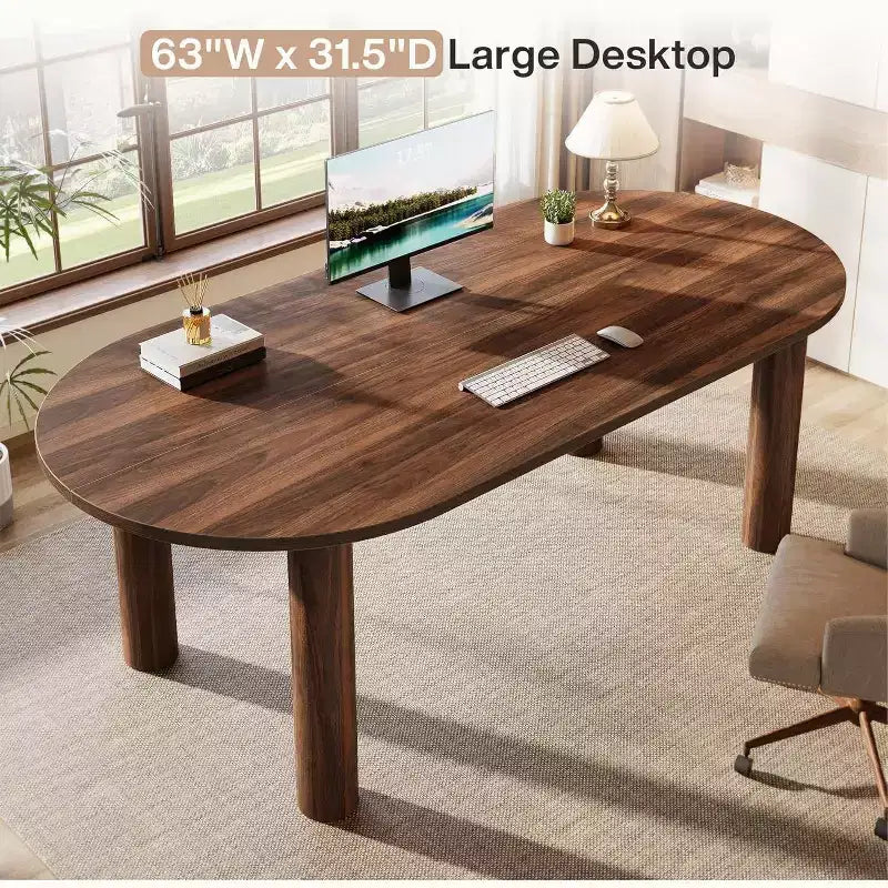 Lantine 63 Bureau de Direction, Bureau d'Ordinateur en Bois, Grande Table d'Étude/d'Écriture, Mobilier de Bureau Professionnel pour Bureau à Domicile