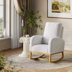 Fauteuil à bascule CuisinSmart Nursery, confortable en laine d'agneau, fauteuil d'appoint à bascule moderne avec poches de rangement latérales pour salon ou chambre à coucher