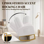 Fauteuil à bascule CuisinSmart Nursery, confortable en laine d'agneau, fauteuil d'appoint à bascule moderne avec poches de rangement latérales pour salon ou chambre à coucher