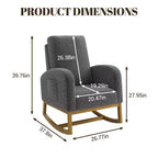 Fauteuil à bascule CuisinSmart Nursery, confortable en laine d'agneau, fauteuil d'appoint à bascule moderne avec poches de rangement latérales pour salon ou chambre à coucher