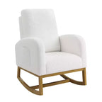 Fauteuil à bascule CuisinSmart Nursery, confortable en laine d'agneau, fauteuil d'appoint à bascule moderne avec poches de rangement latérales pour salon ou chambre à coucher