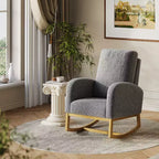 Fauteuil à bascule CuisinSmart Nursery, confortable en laine d'agneau, fauteuil d'appoint à bascule moderne avec poches de rangement latérales pour salon ou chambre à coucher