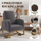 Fauteuil à bascule CuisinSmart Nursery, confortable en laine d'agneau, fauteuil d'appoint à bascule moderne avec poches de rangement latérales pour salon ou chambre à coucher