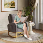 Fauteuil à bascule CuisinSmart Nursery, confortable en laine d'agneau, fauteuil d'appoint à bascule moderne avec poches de rangement latérales pour salon ou chambre à coucher