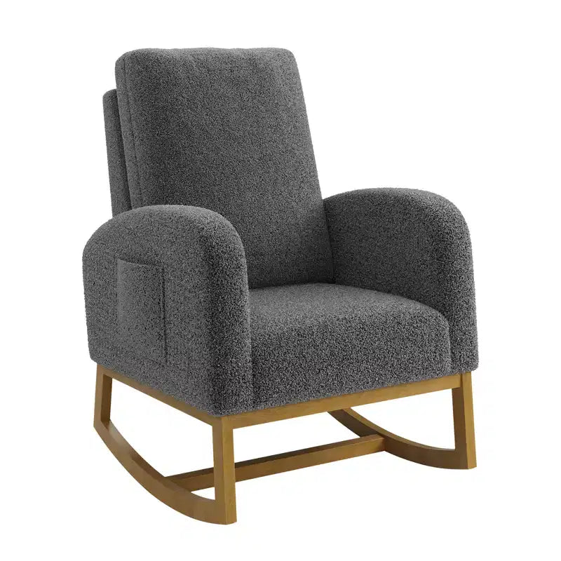 Fauteuil à bascule CuisinSmart Nursery, confortable en laine d'agneau, fauteuil d'appoint à bascule moderne avec poches de rangement latérales pour salon ou chambre à coucher