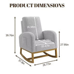 Fauteuil à bascule CuisinSmart Nursery, confortable en laine d'agneau, fauteuil d'appoint à bascule moderne avec poches de rangement latérales pour salon ou chambre à coucher
