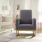 CuisinSmart Rocking Chair Nursery, Comfy Lambswool Upholstered, Modern Rocking Accent Chair with Side Storage Pockets for Living Room Bedroom