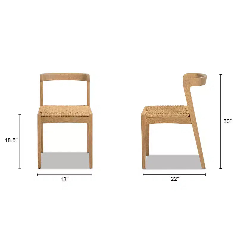 Chaise de salle à manger Capri en bois de chêne et assise tissée